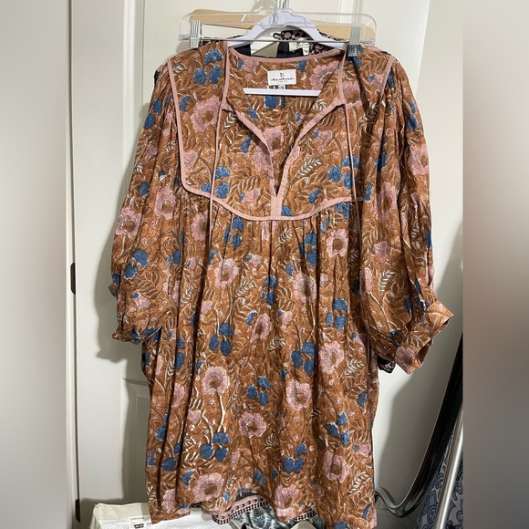 THE FOX AND THE MERMAID zoha block print tunic dress India boho casual XL L - Picture 4 of 4